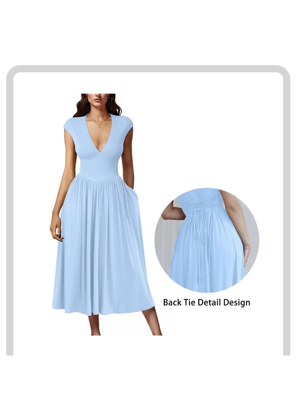 Viral OYS Cap Sleeve Midi Dress With Pockets